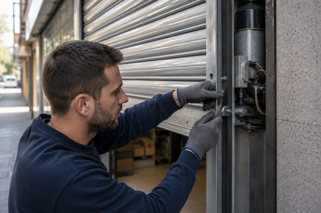 Reparación de un cierre metálico de local en Torredembarra